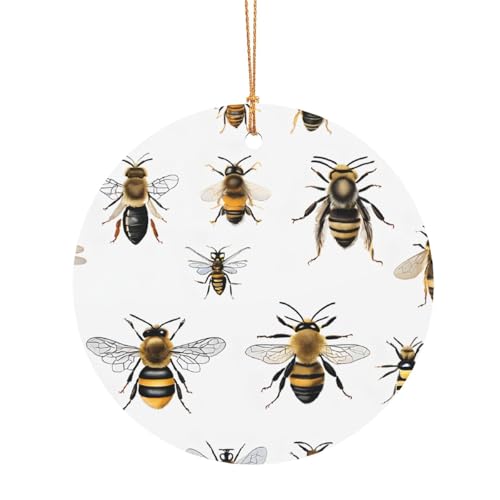 ZDFHKYDY Lustige Bienen – Bedruckter runder Aluminium-Anhänger – doppelseitiger Druck, vorgebohrtes Loch für Bastelarbeiten und Veranstaltungen., 10 cm, Aluminium ZDFHKYDY Lustige Bienen – Bedruckter runder Aluminium-Anhänger – doppelseitiger Druck, vorgebohrtes Loch für Bastelarbeiten und Veranstaltungen., 10 cm, Aluminium von ZDFHKYDY