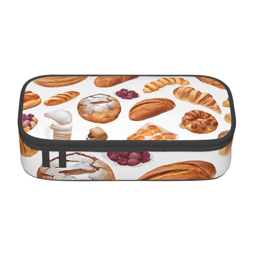 ZDFHKYDY Niedliches Kaninchen-Federmäppchen mit großem Fassungsvermögen für Erwachsene, tragbare Schreibwarentasche für Stifte, Marker und Zubehör, 21 x 9,5 x 5 cm, Bemaltes Brot, Einheitsgröße von ZDFHKYDY