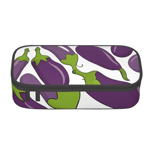 ZDFHKYDY Niedliches Kaninchen-Federmäppchen mit großem Fassungsvermögen für Erwachsene, tragbare Schreibwarentasche für Stifte, Marker und Zubehör, 21 x 9,5 x 5 cm, Cartoon Aubergine, Einheitsgröße von ZDFHKYDY
