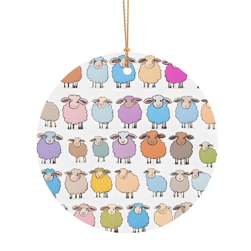 ZDFHKYDY Niedliches buntes Schaf-Cartoon-Muster – bedruckter runder Aluminium-Anhänger – doppelseitiger Druck, vorgebohrtes Loch für Bastelarbeiten und Veranstaltungen., 10 cm, Aluminium ZDFHKYDY Niedliches buntes Schaf-Cartoon-Muster – bedruckter runder Aluminium-Anhänger – doppelseitiger Druck, vorgebohrtes Loch für Bastelarbeiten und Veranstaltungen., 10 cm, Aluminium von ZDFHKYDY
