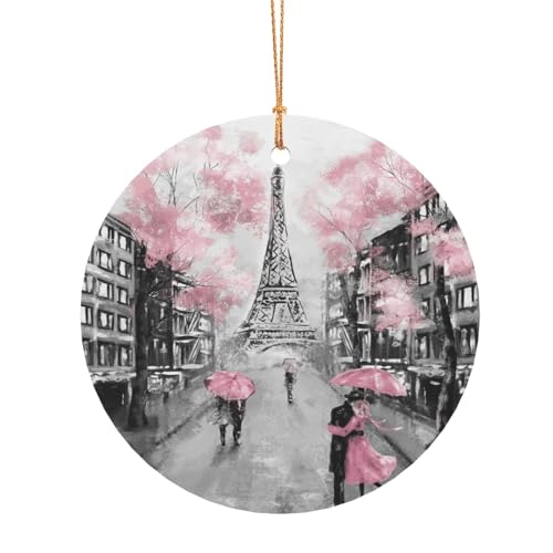 ZDFHKYDY Paris Street Tower rosa Blumendruck, runde Aluminium-Anhänger, doppelseitiger Druck, vorgebohrtes Loch für Bastelarbeiten und Veranstaltungen., 10 cm, Aluminium ZDFHKYDY Paris Street Tower rosa Blumendruck, runde Aluminium-Anhänger, doppelseitiger Druck, vorgebohrtes Loch für Bastelarbeiten und Veranstaltungen., 10 cm, Aluminium von ZDFHKYDY