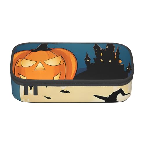 ZDFHKYDY Rote und schwarze Rose große Kapazität Büro Federmäppchen für Erwachsene, tragbare Schreibwarentasche für Stifte, Marker und Zubehör – 21 x 9,5 x 5 cm, Kürbis Halloween, Einheitsgröße von ZDFHKYDY