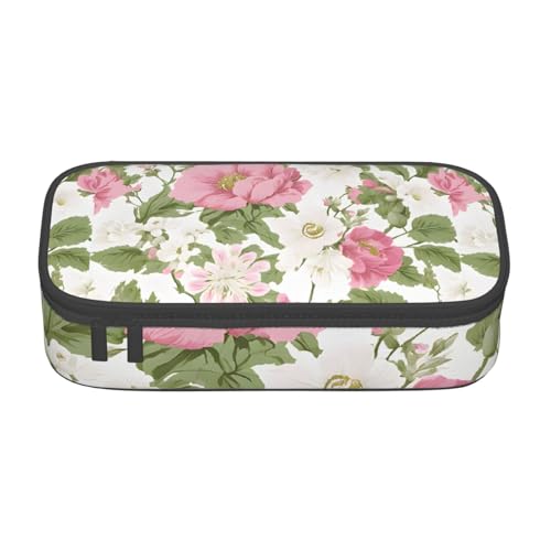 ZDFHKYDY Rote und schwarze Rose große Kapazität Büro Federmäppchen für Erwachsene, tragbare Schreibwarentasche für Stifte, Marker und Zubehör – 21 x 9,5 x 5 cm, Pflanze, Blumen., Einheitsgröße von ZDFHKYDY