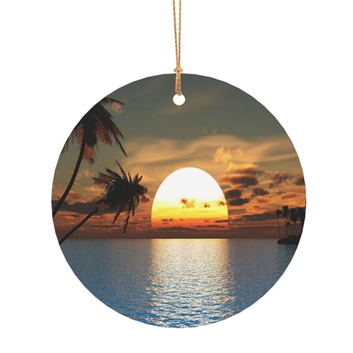 ZDFHKYDY Runde Aluminium-Anhänger mit Strand-Sonnenaufgang, doppelseitiger Druck, vorgebohrtes Loch für Bastelarbeiten und Veranstaltungen., 10 cm, Aluminium ZDFHKYDY Runde Aluminium-Anhänger mit Strand-Sonnenaufgang, doppelseitiger Druck, vorgebohrtes Loch für Bastelarbeiten und Veranstaltungen., 10 cm, Aluminium von ZDFHKYDY