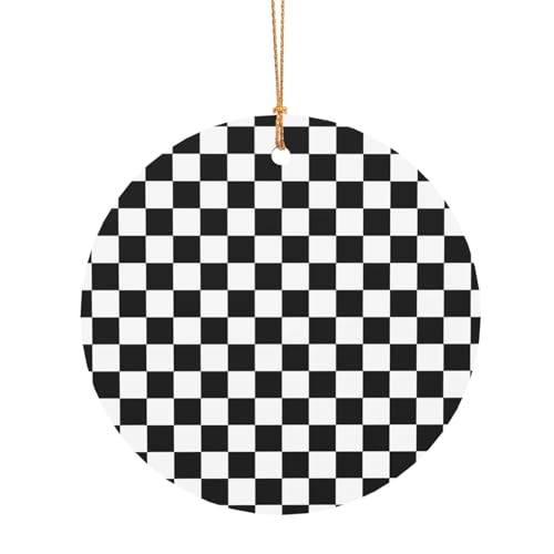 ZDFHKYDY Schwarz-weiß kariert – bedruckter runder Aluminium-Anhänger – doppelseitiger Druck, vorgebohrtes Loch für Bastelarbeiten und Veranstaltungen., 8 cm, Aluminium ZDFHKYDY Schwarz-weiß kariert – bedruckter runder Aluminium-Anhänger – doppelseitiger Druck, vorgebohrtes Loch für Bastelarbeiten und Veranstaltungen., 8 cm, Aluminium von ZDFHKYDY