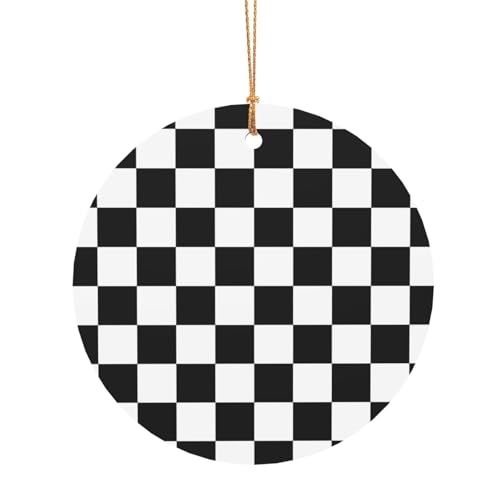 ZDFHKYDY Schwarz-weißes Karomuster, runder Aluminium-Anhänger, doppelseitiger Druck, vorgebohrtes Loch für Bastelarbeiten und Veranstaltungen., 10 cm, Aluminium ZDFHKYDY Schwarz-weißes Karomuster, runder Aluminium-Anhänger, doppelseitiger Druck, vorgebohrtes Loch für Bastelarbeiten und Veranstaltungen., 10 cm, Aluminium von ZDFHKYDY