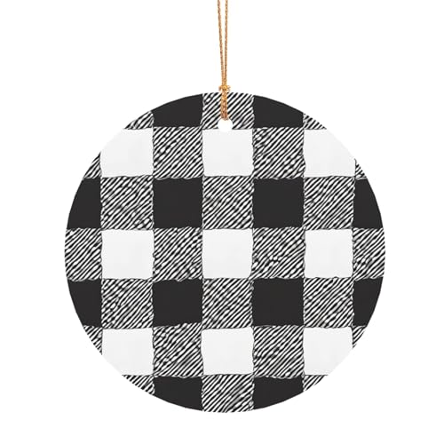 ZDFHKYDY Schwarz-weißes Karomuster, runder Aluminium-Anhänger, doppelseitiger Druck, vorgebohrtes Loch für Bastelarbeiten und Veranstaltungen., 8 cm, Aluminium ZDFHKYDY Schwarz-weißes Karomuster, runder Aluminium-Anhänger, doppelseitiger Druck, vorgebohrtes Loch für Bastelarbeiten und Veranstaltungen., 8 cm, Aluminium von ZDFHKYDY