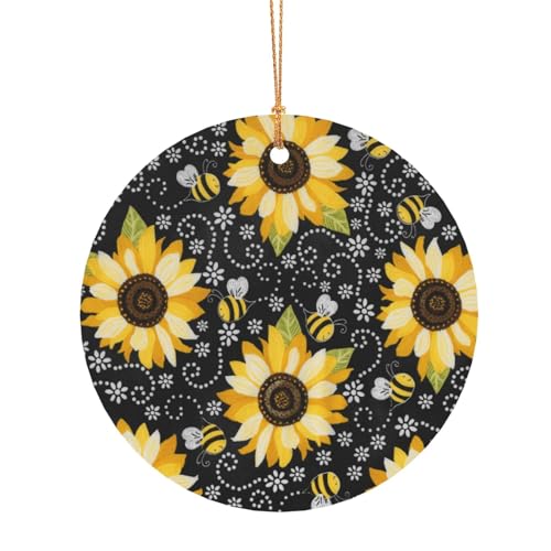 ZDFHKYDY Sonnenblumenbienen – Bedrucken Sie individuelle runde Aluminium-Anhänger, doppelseitiger Druck, vorgebohrtes Loch für Bastelarbeiten und Veranstaltungen., 8 cm, Aluminium ZDFHKYDY Sonnenblumenbienen – Bedrucken Sie individuelle runde Aluminium-Anhänger, doppelseitiger Druck, vorgebohrtes Loch für Bastelarbeiten und Veranstaltungen., 8 cm, Aluminium von ZDFHKYDY