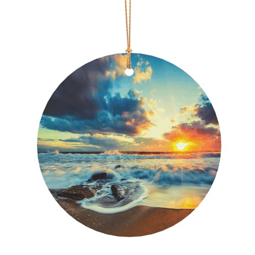 ZDFHKYDY Sunset Beach – Bedruckter runder Aluminium-Anhänger – doppelseitiger Druck, vorgebohrtes Loch für Bastelarbeiten und Veranstaltungen., 10 cm, Aluminium ZDFHKYDY Sunset Beach – Bedruckter runder Aluminium-Anhänger – doppelseitiger Druck, vorgebohrtes Loch für Bastelarbeiten und Veranstaltungen., 10 cm, Aluminium von ZDFHKYDY