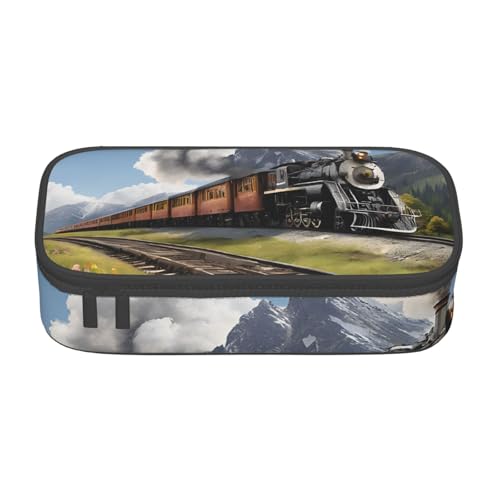 ZDFHKYDY Underwater View Federmäppchen mit großer Kapazität, für Erwachsene, tragbare Schreibwarentasche für Stifte, Marker und Zubehör, 21 x 9,5 x 5 cm, Dampflokomotive Zug, Einheitsgröße von ZDFHKYDY