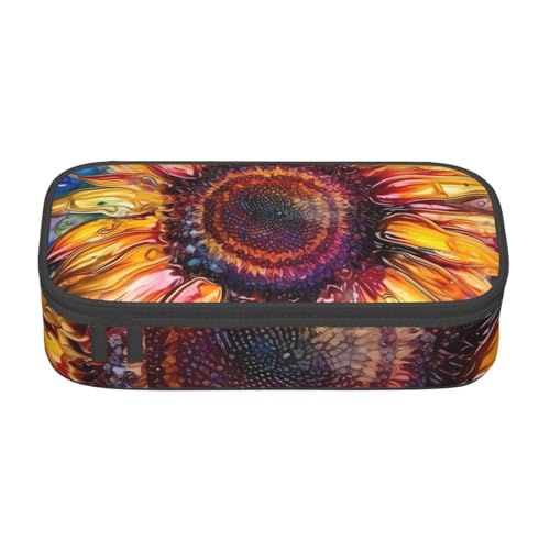 ZDFHKYDY Underwater View Federmäppchen mit großer Kapazität, für Erwachsene, tragbare Schreibwarentasche für Stifte, Marker und Zubehör, 21 x 9,5 x 5 cm, Mit Sonnenblumen-Aufdruck, Einheitsgröße von ZDFHKYDY