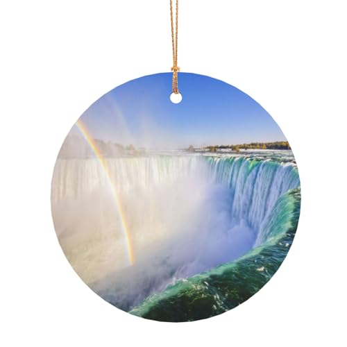 ZDFHKYDY Wasserfall und Regenbogen – individuelle runde Aluminium-Anhänger – doppelseitiger Druck, vorgebohrtes Loch für Bastelarbeiten und Veranstaltungen., 10 cm, Aluminium ZDFHKYDY Wasserfall und Regenbogen – individuelle runde Aluminium-Anhänger – doppelseitiger Druck, vorgebohrtes Loch für Bastelarbeiten und Veranstaltungen., 10 cm, Aluminium von ZDFHKYDY