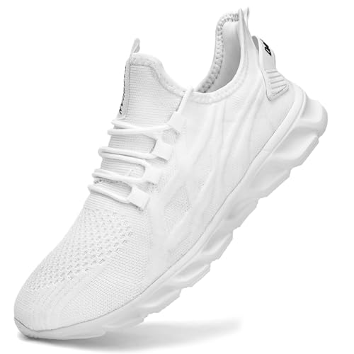 ZDFQLGV Damen Sneaker Schuhe Sportschuhe Turnschuhe Laufschuhe Straßenlaufschuhe Walkingschuhe Slip On Leichtgewichtige Atmungsaktivem Mesh für Jogging Training Fitness Sneakers weiß EU 40 von ZDFQLGV