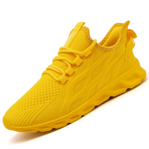 ZDFQLGV Damen Sneaker Schuhe Sportschuhe Turnschuhe Laufschuhe Straßenlaufschuhe Walkingschuhe Slip On Leichtgewichtige Atmungsaktivem Mesh für Jogging Training Fitness Sneakers Gelb EU 37 von ZDFQLGV