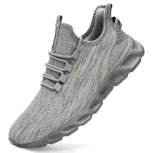 ZDFQLGV Damen Sneaker Schuhe Sportschuhe Turnschuhe Laufschuhe Straßenlaufschuhe Walkingschuhe Slip On Leichtgewichtige Atmungsaktivem Mesh für Jogging Training Fitness Sneakers Hellgrau EU 44 von ZDFQLGV