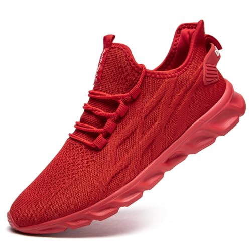 ZDFQLGV Damen Sneaker Schuhe Sportschuhe Turnschuhe Laufschuhe Straßenlaufschuhe Walkingschuhe Slip On Leichtgewichtige Atmungsaktivem Mesh für Jogging Training Fitness Sneakers Rot EU 36 von ZDFQLGV