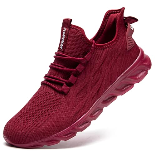 ZDFQLGV Damen Sneaker Schuhe Sportschuhe Turnschuhe Laufschuhe Straßenlaufschuhe Walkingschuhe Slip On Leichtgewichtige Atmungsaktivem Mesh für Jogging Training Fitness Sneakers Rotwein EU 41 von ZDFQLGV