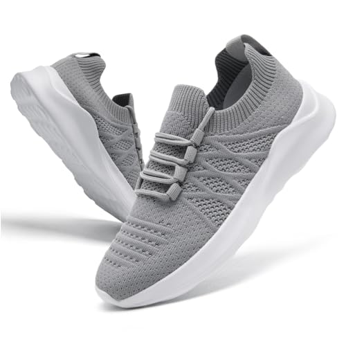 ZDFQLGV Damen Sportschuhe Tennisschuhe Laufschuhe Slip On Schuhe Wanderschuhe Fitnessschuhe Outdoor Freizeitschuhe Leichte Bequeme und atmungsaktive Schuhe Grau EU 41 von ZDFQLGV