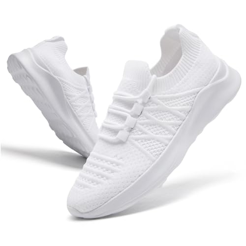 ZDFQLGV Damen Sportschuhe Tennisschuhe Laufschuhe Slip On Schuhe Wanderschuhe Fitnessschuhe Outdoor Freizeitschuhe Leichte Bequeme und atmungsaktive Schuhe Weiss EU 37 von ZDFQLGV
