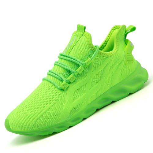 ZDFQLGV Damen Sneaker Schuhe Sportschuhe Turnschuhe Laufschuhe Straßenlaufschuhe Walkingschuhe Slip On Leichtgewichtige Atmungsaktivem Mesh für Jogging Training Fitness Sneakers Helles Grün EU 43 von ZDFQLGV
