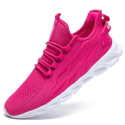 ZDFQLGV Damen Sneaker Schuhe Sportschuhe Turnschuhe Laufschuhe Straßenlaufschuhe Walkingschuhe Slip On Leichtgewichtige Atmungsaktivem Mesh für Jogging Training Fitness Sneakers Rosarot EU 40 von ZDFQLGV
