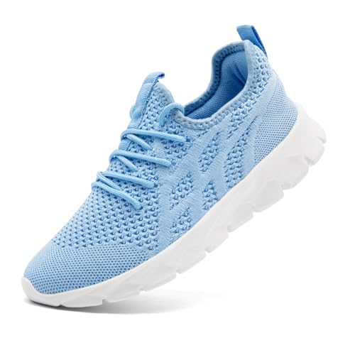 ZDFQLGV Damen Turnschuhe Outdoor Straßenlaufschuhe Atmungsaktiv Tennisschuhe Slip on Freizeitschuhe Laufschuhe Leichtgewichts Trainingschuhe Schuhe rutschfest Walking Joggingschuhe Hellblau EU 42 von ZDFQLGV