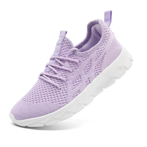 ZDFQLGV Damen Turnschuhe Outdoor Straßenlaufschuhe Atmungsaktiv Tennisschuhe Slip on Freizeitschuhe Laufschuhe Leichtgewichts Trainingschuhe Schuhe rutschfest Walking Joggingschuhe Hellviolett EU 41 von ZDFQLGV