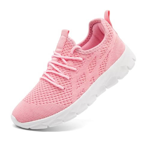 ZDFQLGV Damen Turnschuhe Outdoor Straßenlaufschuhe Atmungsaktiv Tennisschuhe Slip on Freizeitschuhe Laufschuhe Leichtgewichts Trainingschuhe Schuhe rutschfest Walking Joggingschuhe Rosa EU 41 von ZDFQLGV