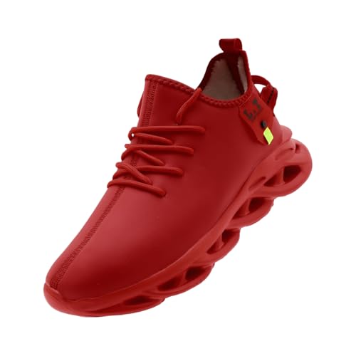 ZDFQLGV Herren Outdoor Winter Gefütterte Schuhe Wasserdicht Warm Plüsch Leder Wander Trekking Laufschuhe Sneakers rutschfest Mode Fitness Bequem Leicht Rot EU 46 von ZDFQLGV