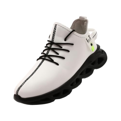 ZDFQLGV Herren Outdoor Winter Gefütterte Schuhe Wasserdicht Warm Plüsch Leder Wander Trekking Laufschuhe Sneakers rutschfest Mode Fitness Bequem Leicht Weiß EU 45 von ZDFQLGV