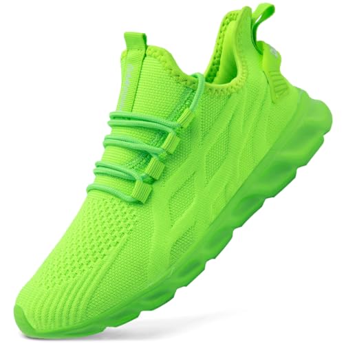 ZDFQLGV Herren Sneaker Laufschuhe Walkingschuhe Reinschlüpfen Sportschuhe Fitnessschuhe Tennisschuhe Leichte Atmungsaktive Outdoor Modische Lässige Turnschuhe Hellgrün EU 44 von ZDFQLGV