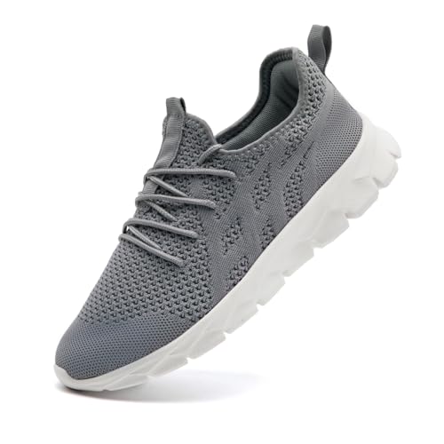 ZDFQLGV Herren Schuhe Slip On Turnschuhe Outdoor Straßenlaufschuhe Tennisschuhe Bequeme Freizeitschuhe Leichtgewichts Atmungsaktiv Trainingschuhe Schuhe Hellgrau EU 42 von ZDFQLGV