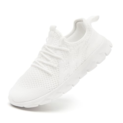 ZDFQLGV Herren Schuhe Slip On Turnschuhe Outdoor Straßenlaufschuhe Tennisschuhe Bequeme Freizeitschuhe Leichtgewichts Atmungsaktiv Trainingschuhe Schuhe Weiß EU 44 von ZDFQLGV