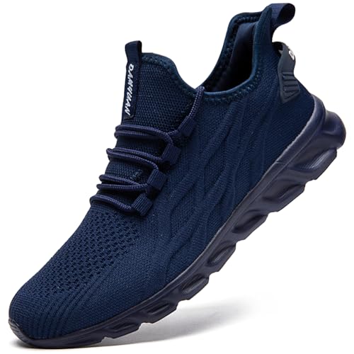 ZDFQLGV Herren Sneaker Laufschuhe Walkingschuhe Reinschlüpfen Sportschuhe Fitnessschuhe Tennisschuhe Leichte Atmungsaktive Outdoor Modische Lässige Turnschuhe Dunkelblau EU 43 von ZDFQLGV