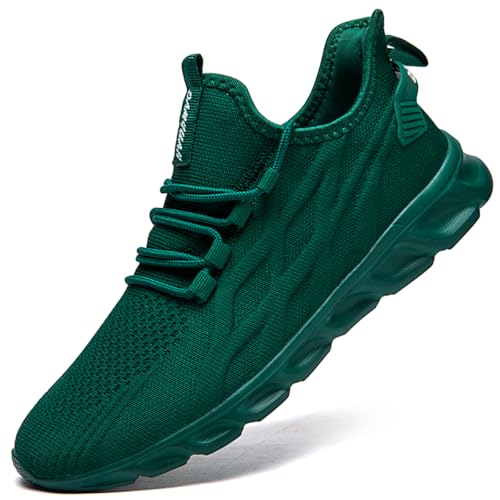 ZDFQLGV Herren Sneaker Laufschuhe Walkingschuhe Reinschlüpfen Sportschuhe Fitnessschuhe Tennisschuhe Leichte Atmungsaktive Outdoor Modische Lässige Turnschuhe Dunkelgrün EU 46 von ZDFQLGV