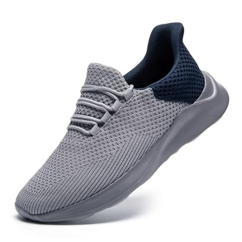 ZDFQLGV Laufschuhe Herren Sportschuhe Laufschuhe Freizeitschuhe Schuhes Tennisschuhe Sneakers Slip on Bequeme Fitness Trainingschuhe Leichtgewichts Walking Schuhe Grau EU 46 von ZDFQLGV