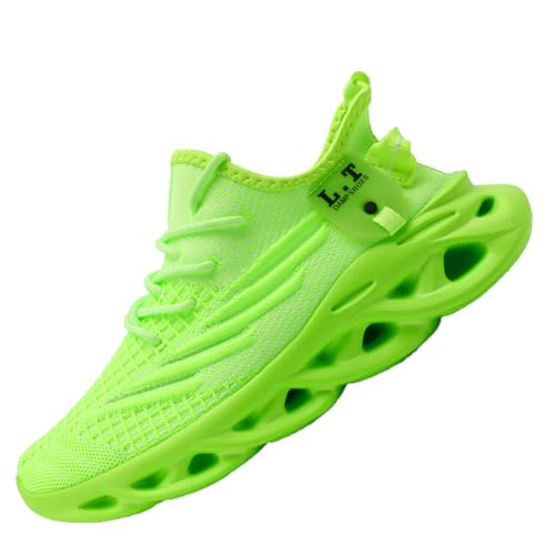 ZDFQLGV Modische lässige Fitness Laufschuhe Sneakers für Herren Leichte atmungsaktive Wander Arbeiten Sportschuhe Weiche Bequeme rutschfeste verschleißfeste Tennisschuhe Fluoreszierendes Grün EU 42 von ZDFQLGV