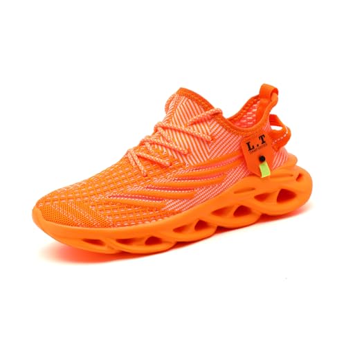 ZDFQLGV Modische lässige Fitness Laufschuhe Sneakers für Herren Leichte atmungsaktive Wander Arbeiten Sportschuhe Weiche Bequeme rutschfeste verschleißfeste Tennisschuhe Orange EU 40 von ZDFQLGV