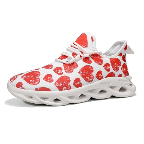 ZDFQLGV Modische lässige Fitness Laufschuhe Sneakers für Herren Leichte atmungsaktive Wander Arbeiten Sportschuhe Weiche Bequeme rutschfeste verschleißfeste Tennisschuhe Red-W EU 43 von ZDFQLGV