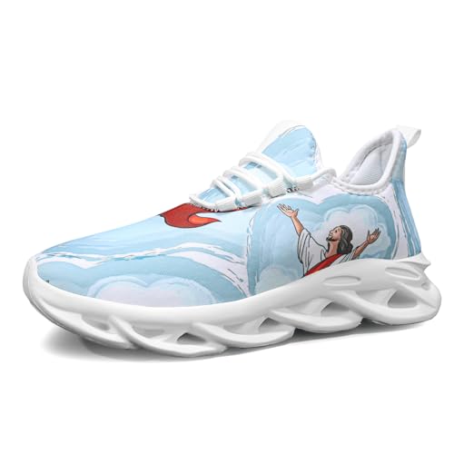 ZDFQLGV Modische lässige Fitness Laufschuhe Sneakers für Herren Leichte atmungsaktive Wander Arbeiten Sportschuhe Weiche Bequeme rutschfeste verschleißfeste Tennisschuhe Weiß1 EU 44 von ZDFQLGV