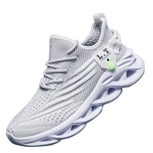 ZDFQLGV Modische lässige Fitness Laufschuhe Sneakers für Herren Leichte atmungsaktive Wander Arbeiten Sportschuhe Weiche Bequeme rutschfeste verschleißfeste Tennisschuhe weiße EU 41 von ZDFQLGV
