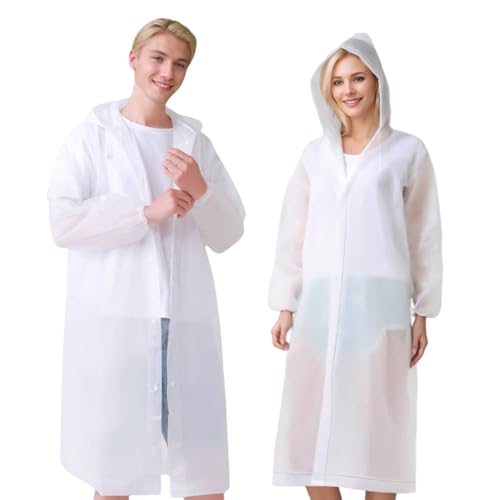ZDL Regenponcho für Damen und Herren,2 Stück Wasserdichter Regenmantel,Notfall Regenponcho,Durchsichtiger Regenponcho,Regenponcho mit Kapuze Transparent für Wandern, Radfahren, Camping und Reisen von ZDL