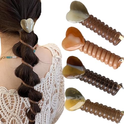 4 Stück, keine Beschädigung, weiche, elastische Spiral-Haargummis, Spiral-Haargummis for Frauen, elastische Haarbänder, gedrehter Haardraht, Telefonkabel-Haarbänder for Mädchen(C) von ZDOUXUAN