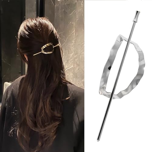 Haarspange mit Hoop und Pin, Hair Edit Hoop und Pin, Vintage geometrischer Haarkreis und Twist Sticks Haaraccessoire(B) von ZDOUXUAN