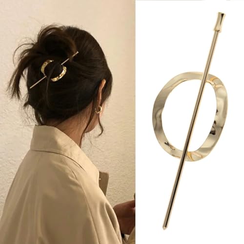 Haarspange mit Hoop und Pin, Hair Edit Hoop und Pin, Vintage geometrischer Haarkreis und Twist Sticks Haaraccessoire(C) von ZDOUXUAN