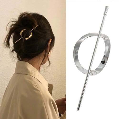 Haarspange mit Hoop und Pin, Hair Edit Hoop und Pin, Vintage geometrischer Haarkreis und Twist Sticks Haaraccessoire(D) von ZDOUXUAN