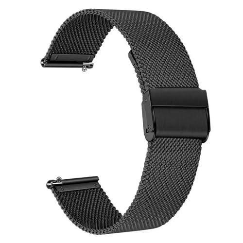 ZDOUXUAN 0,6 mm Mesh Edelstahl Band Dicke Armband 16mm 18mm 20mm 22mm Metallbänder(Black,20mm) von ZDOUXUAN