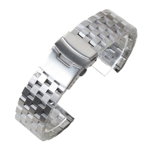 ZDOUXUAN 20mm 22mm Uhrenarmband 904L massives Edelstahl Uhrenarmband Faltschließe Schutzschnalle Silber Schwarz Armband(A2,20mm) von ZDOUXUAN
