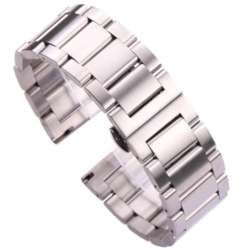 ZDOUXUAN Edelstahl-Uhrenarmband 18 20 21 22 23 24 mm Damen Herren Massivmetall-Armband Ersatzarmband Zubehör mit Werkzeug(All brushed,24mm) von ZDOUXUAN