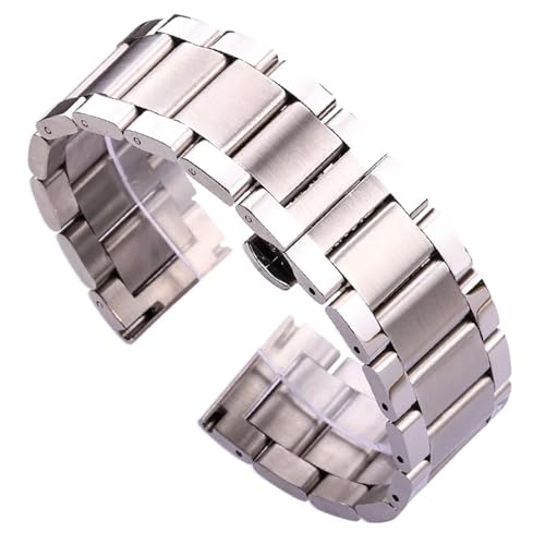 ZDOUXUAN Edelstahl-Uhrenarmband 18 20 21 22 23 24 mm Damen Herren Massivmetall-Armband Ersatzarmband Zubehör mit Werkzeug(Middle brushed,18mm) von ZDOUXUAN